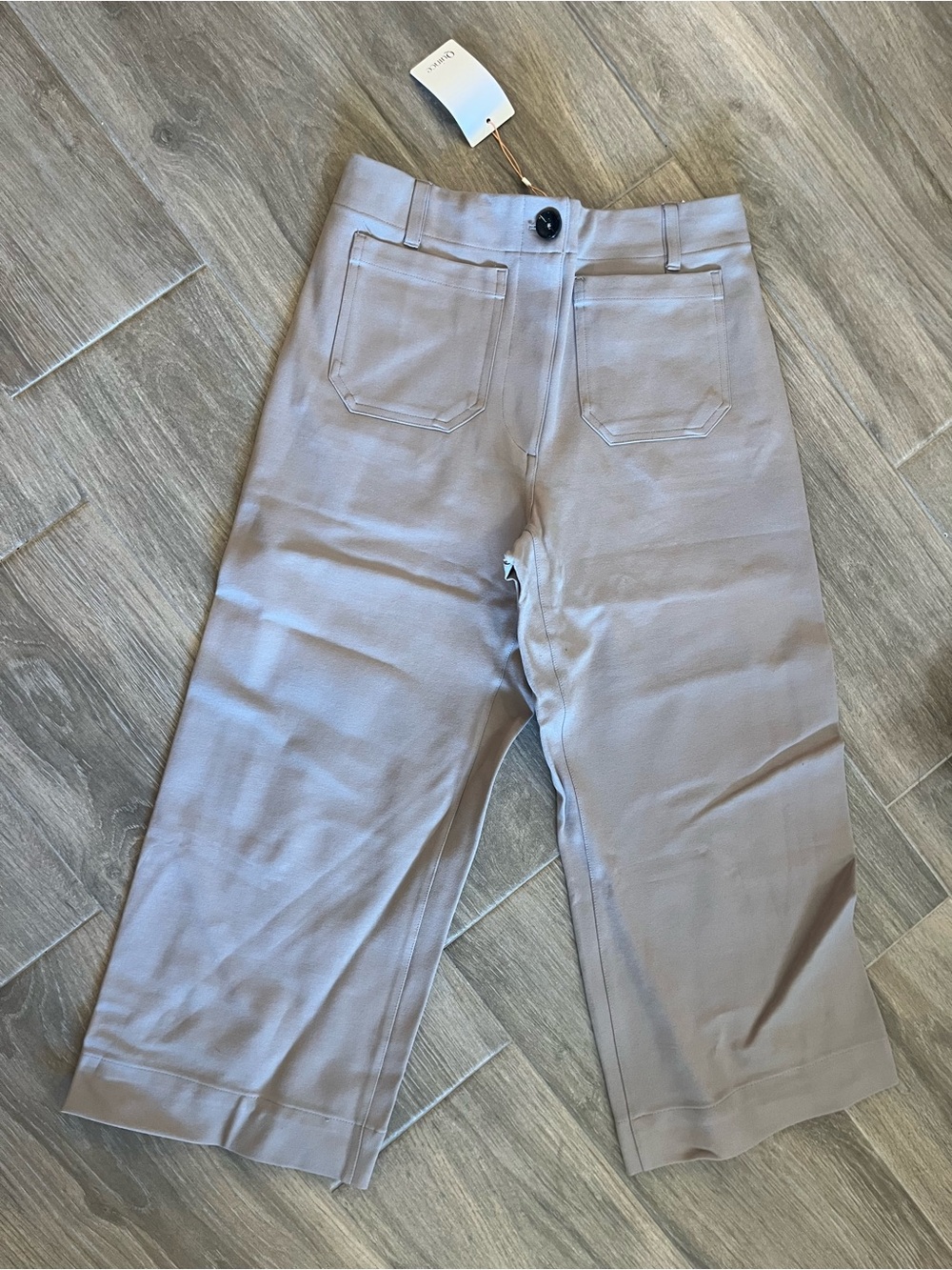 Quince Cropped Wide-Leg Pants in Light Taupe Gray